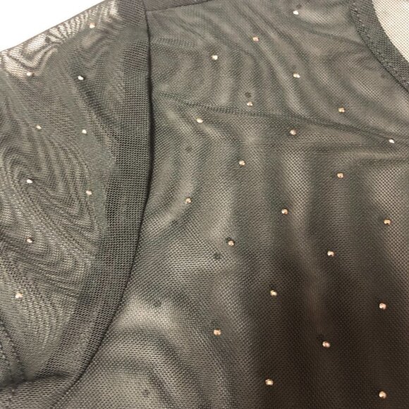 NWT Garage Black Mesh Short Sleeve Crop Top With Rhinestones Size Small - Picture 6 of 9